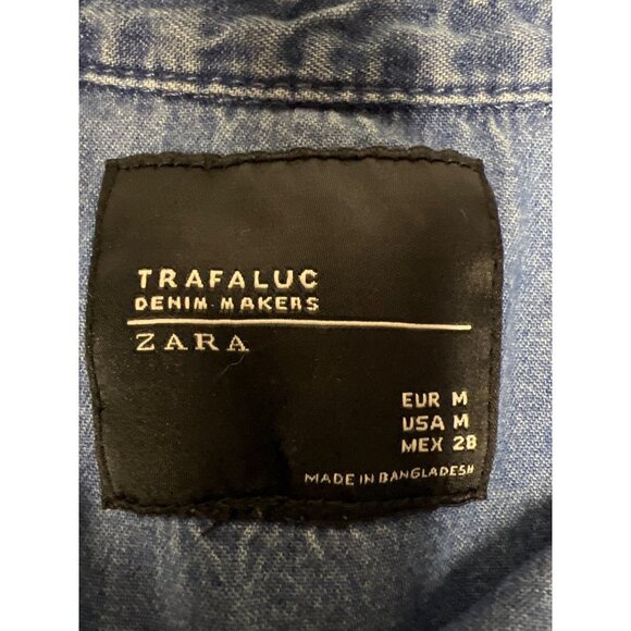 Zara Trafaluc Short Sleeve Denim Dress Button Front Closure  Women's Size Medium - Picture 7 of 7